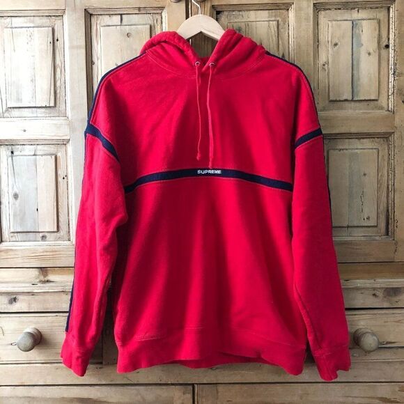 Supreme Medium Red‎ Blue Embroidered Logo Hoodie Sweater - Picture 1 of 11